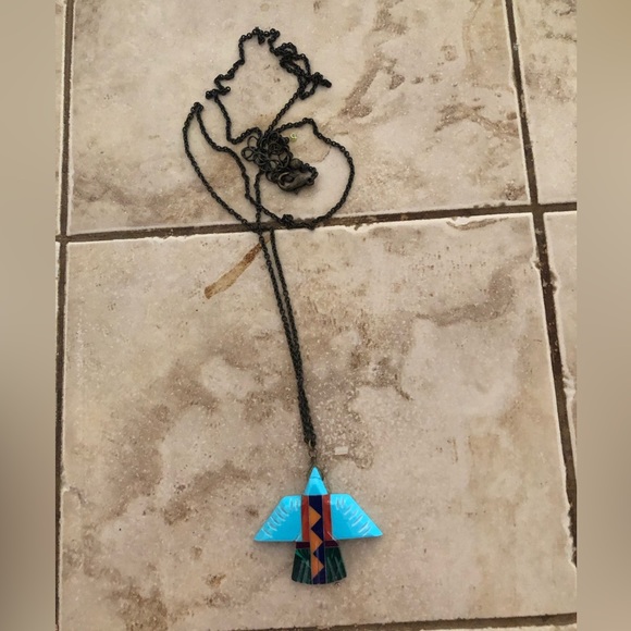FOUND -Vintage Native American Multi Stone Eagle Necklace - 633 $35 or $30 w/of… - Picture 4 of 5